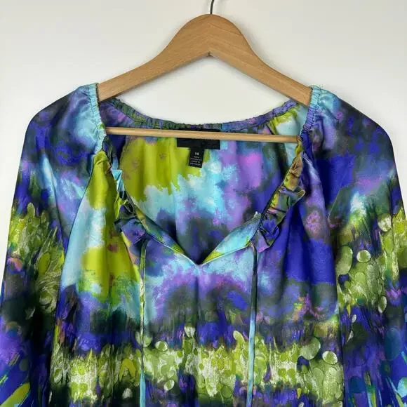 Investments Womens Watercolor Blouse Sz 14 | Fairy Lightweight Art to Wear Artsy - Picture 4 of 12